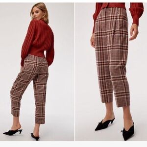 Wilfred chambery wool/cashmere blend plaid cropped Pants - Brown/Cream- size 4